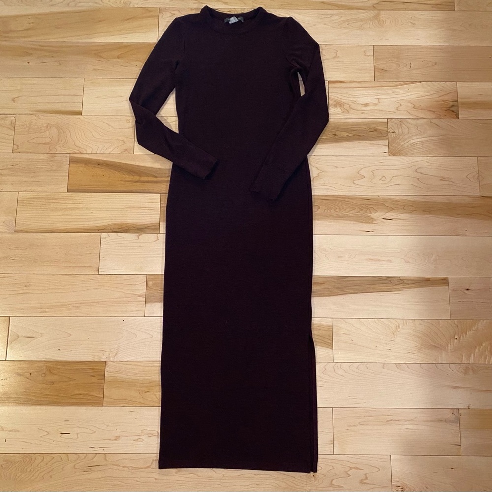 French Connection Long Sleeve Maxi Dress in Dark Brown
